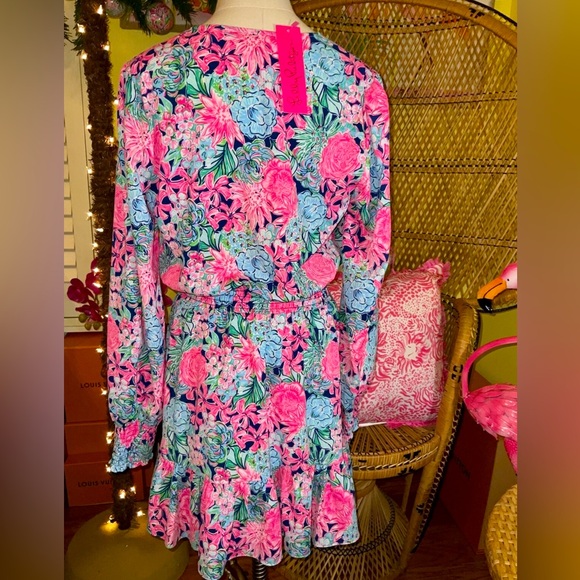 Lilly Pulitzer NWT Cristiana Stretch Dress Navy Always Be Blooming Size 8,10,14 - Picture 3 of 11
